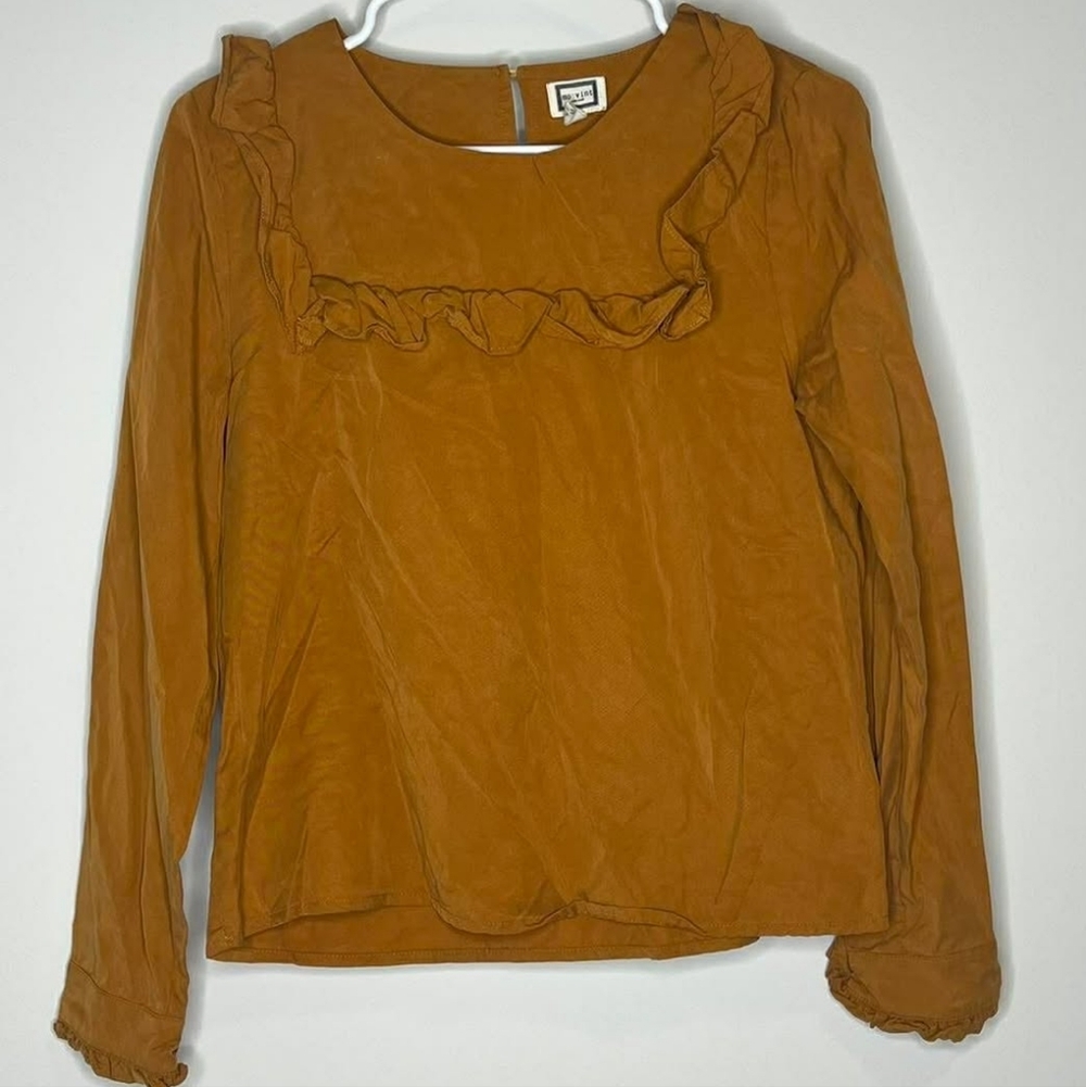 Mo:vint Ruffled Long Sleeve Blouse - Rust